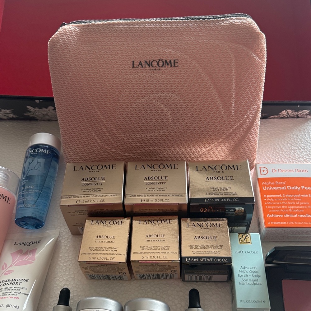 Lancome Absolue Skincare & Makeup & mascara. 20 products + 1 bags + pouch. NIB - Picture 4 of 12